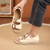 엘쏘 여성용 투버클 베이직 레더 소프트 쿠션 샌들