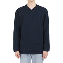 다꾸앙 남성용 쫀쫀한 신축성 루즈핏 모히또 헨리넥 긴팔 티셔츠 D07E5_tl2990