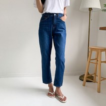 여성용 밴딩 보이핏 데님 청바지