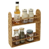 네이쳐리빙 데이지가든 라탄 양념통 2단 주방선반 와이드