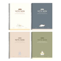 핑크풋 5000냥냥 A4 노트 4종 세트, IVORY, NAVY, BEIGE, KHAKI, 1세트