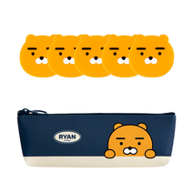 카카오프렌즈 모던st 미니 삼각 필통 + 지우개 5p 세트, 네이비(필통), 라이언(지우개), 1세트