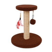 딩동펫 고양이 2in1 라운드 수직 기둥 스크래쳐, 브라운, 1개