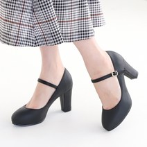 멜팅나인 둥근앞코 볼드굽 메리제인 펌프스 8cm