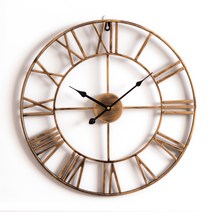 플라이토 로마 철제 무소음 인테리어 벽시계 50cm + 벽지핀 세트, 골드