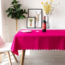 알럽홈 맞춤형 스퀘어 레이스 포인트 레스토랑 식탁보, 로즈레드, 160 x 160 cm