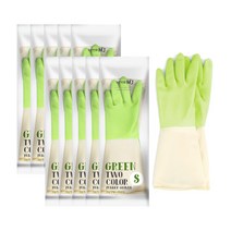 명진 투톤 고무장갑 S, 10세트, 그린