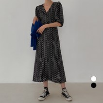 바블링브룩 여성용 플라워 브이넥 슬릿 롱 원피스
