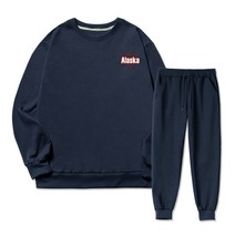 코지레이먼트 남성용 Alaska 스몰로고 기모 맨투맨 + 조거 트레이닝 팬츠 세트