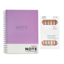 투코비 6000 PP 컬러 스프링노트 + 트윈헤드 투시 형광펜 6p 세트, 퍼플(노트), 1세트