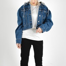 더간지 여성용 후드 탈부착 크롭 청자켓