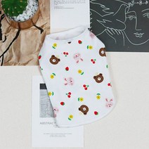 딩동펫 강아지옷 크레용 아기자기 티셔츠, 브라운