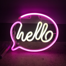 새로그린 HELLO USB 건전지 LED 네온사인 프레임, 혼합색상
