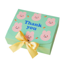 도나앤데코 직사각 선물 포장 상자 중 5p + 리본 5p, 래빗 그린, 1세트
