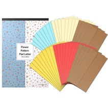 플라워패턴패드편선지 + 컬러 가로형 돈봉투 40p 세트, 랜덤발송, 1세트