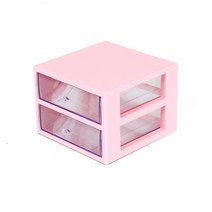 하라데코 2단 슬림 미니 정리함 대, 핑크, 1개