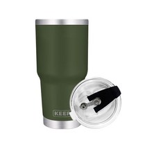 KEEP 대용량 스텐 보온 보냉 텀블러 + 밀폐형 빨대 뚜껑, 카키, 900ml