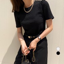 세컨그라운드 여성용 링클 퍼프 블라우스