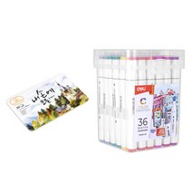 델리 캘리그라피 펜 36색 + 코튼 패드 흰색 표지 랜덤발송 20p, 1세트