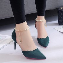 안다로미 웨이브체인 구두 8cm