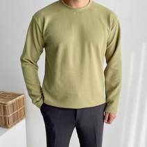 머시따 남성용 기모 라운드 긴팔 티셔츠