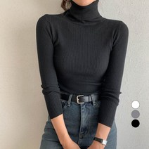 무드인더 여성용 베이직 골지 폴라티