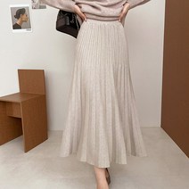 오키 여성용 베이글 플리츠 니트 스커트