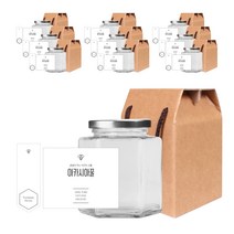 육각730 꿀병 680ml + 실버캡 + 심플 아카시아꿀 L 병스티커 + 봉인스티커 + 박스 세트, 10세트