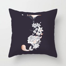 알럽홈 블랙 플라워 알파벳 프린팅 쿠션 커버