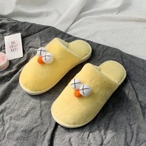 캐릭터 컬러 털 실내화, Yellow, 1개