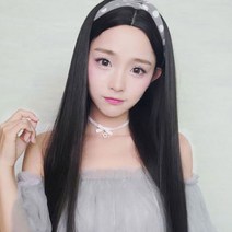 긴 생머리 가발 + 망 세트, 자연블랙, 1세트