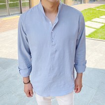 머시따 남성용 바이오 린넨 헨리넥 셔츠