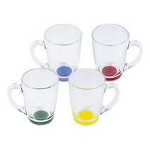 루미낙 레인보우 손잡이 유리컵 320ml 4종 세트, 혼합색상, 1세트