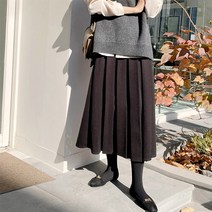 여성용 에밀리 뒷밴딩 플리츠 스커트