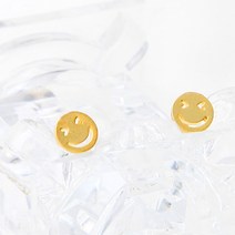 미니아트 여성용 14K 골드필드 핀 스마일 귀걸이 해피니스