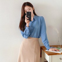 로미스토리 빅사이즈 레이스 카라 포인트 블라우스