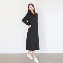 프롬코 캐주얼 긴팔 스판 카라 롱 원피스 FRC132-2