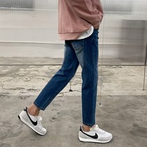 언탭트 남성용 사방스판 슬림 일자 청바지 9부