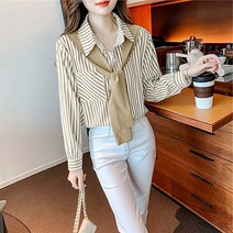 두봄 여성용 슬림핏 줄무늬 셔츠