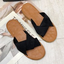 와이제이인터네셔널 여성용 스웨이드 꼬임 스트랩 샌들 슬리퍼 YJ0140