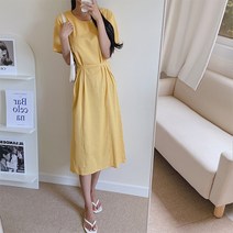 슈가펀 호스밴 허리끈 뒷트임 롱 원피스