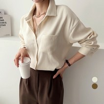 세컨그라운드 여성용 루즈핏 피치 기모 셔츠
