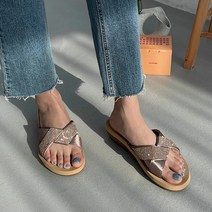 벨레페 여성용 토빈 발등 큐빅 슬리퍼