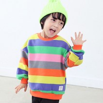 초코몽 아동용 기모 무지개 맨투맨