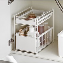 2tec HOME 슬라이드 2단 철제 수납함, 크림 화이트