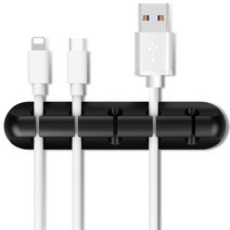 엔더 USB 충전 케이블 선정리 홀더 클립 5구, 블랙, 1개