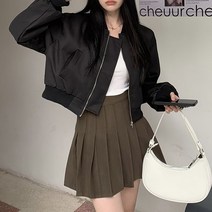 여성용 닷이프 데일리 가죽 블루종 자켓