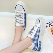 뮤베아 여성용 체크패턴 스트랩 스니커즈 WS994