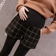 더블유비비 임산부 체크 겨울 모직 반바지 팬츠 DOD304