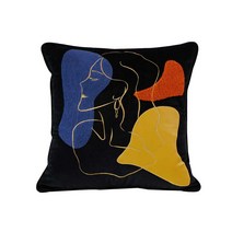 모먼트 추상 그림 소파 쿠션 솜포함, 블랙